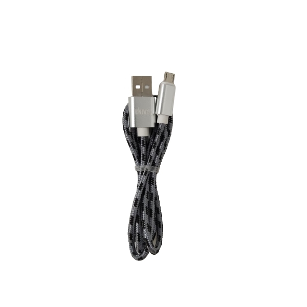 CAVO USB MICRO 1M ENIVOITECH - NYLON NERO/GRIGIO