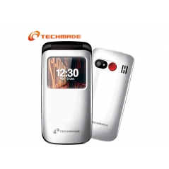 TECHMADE Senior Flip Phone T40-WH Colore Silver